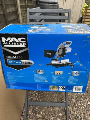 £65 • Buy NEW MAC ALLISTER COMPOUND MITRE SAW MMIS210C 210mm 1450W 