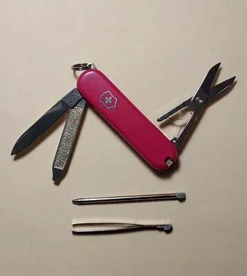 Victorinox Swiss Army Knife 58mm Raspberry Pink Signature Original Removable Pen • $24.95