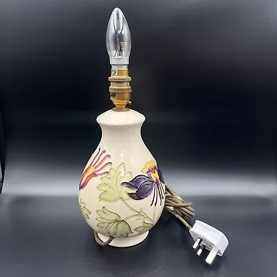 Vintage Moorcroft Columbine Pattern Table Lamp Light TESTED + WORKING Floral VGC • $242.69