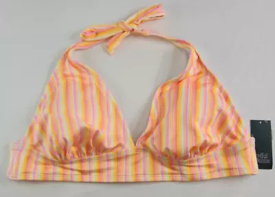 Wild Fable Womens Orange Striped Longline Halter Bikini Swim Top Size 2X 20-22 • £8.76