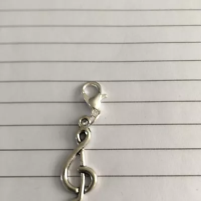 Silver Plated Clip On Music Note Charm Bracelets Necklaces Chokers Handbag Zip • £2.65