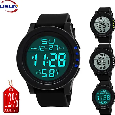 LED Digital Sport Watch Stopwatch Date Military Life Mens Watches • £4.67