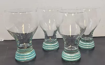 Vtg Homer Laughlin Fiesta 6.25  Goblets Triple Turquoise Band Lot Of 4 Glasses  • $49.99