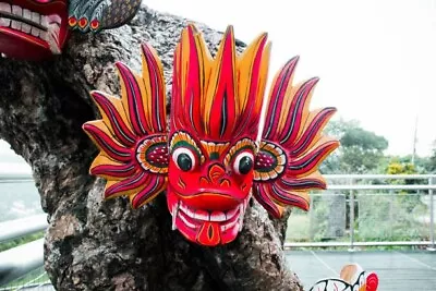 Traditional Devil Masks At Sri Lanka Horizontal Viewwood Maskyaka • $49