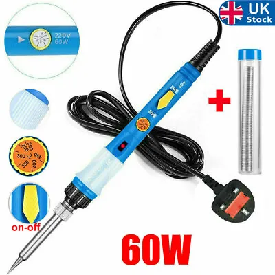 £7.99 • Buy 60W Soldering Iron Kit Electric Adjustable Temperature Welding Tool Soder Wire