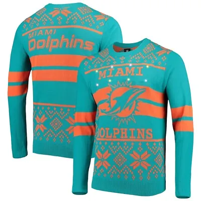 NFL Licesned Men's Miami Dolphins Aqua/Orange Light Up Ugly Sweater • $54.75