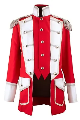 Fancy Dress Costume Men's Red White Pirate Jacket High Quality Carnival 46-66 • £69