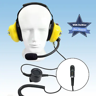 2-Way Radio Yellow Noise Reduction Headset W/ PTT Mic Muff For Motorola XPR3300e • $104