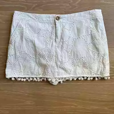 Lilly Pulitzer White Lorelie Leaf Eyelet Skort Skirt • $24.99