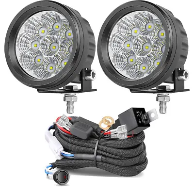 $52.95 • Buy 2x3.5Inch Round LED Driving Lights Offroad Spot Flood Pods + Wiring Harness Kit