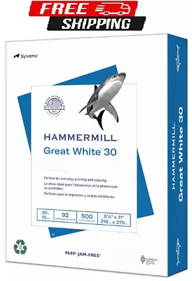 Hammermill Printer Paper Great White 30% Recycled Paper 8.5 X 11 - 1 Ream (500 • $16.10