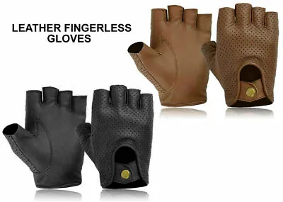 Driving Leather Fingerless Gloves Biker Cycling Wheelchair Gym Padded Gloves New • $7.45