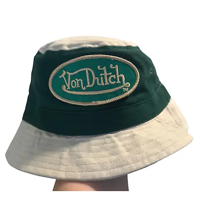 NWOT Von Dutch Kids Bucket Hat Khaki And Green Y2K Retro Embroidered • $13.99