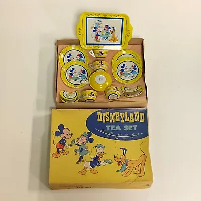 Vtg Walt Disney Productions Tin Litho Disneyland Tea Set By J Chein Original Box • $350