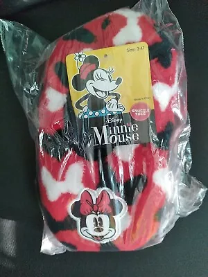 Toddler Girls Minnie Mouse Fuzzy Slippers Socks Red 3t-4t Polka Dot  New • $10.99