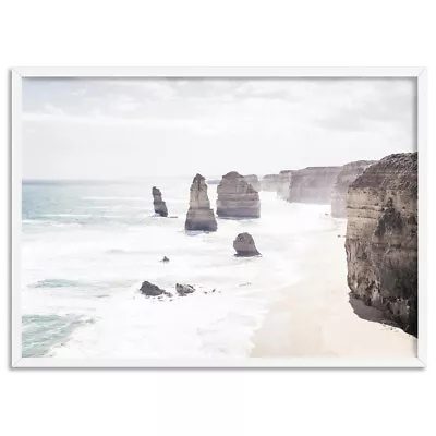 12 Apostles Ocean Landscape Art Print. Misty Coastline Australia Poster | BOC-80 • $22.95