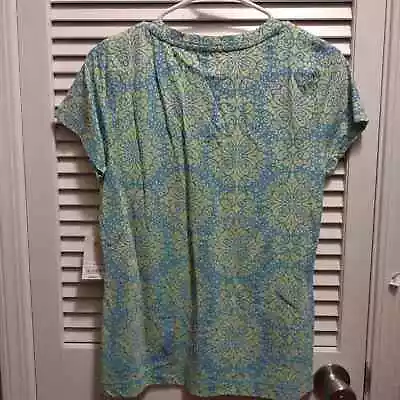 NWT Made For Life Blue And Lime Green Women's Size Small V-neck T-shirt • $12