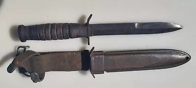 World War 2 US M3 Utica Fighting Knife With US M8 BM Co Sheath • $99.99