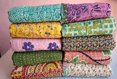 £29.60 • Buy Vintage Kantha Quilt Reversible Blanket Home Decor Indian Handmade Kantha  Lots