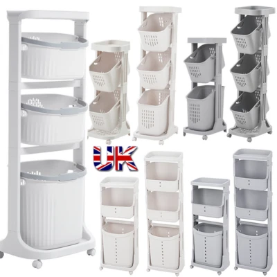 Home Laundry Sorter Cart Hamper Rolling Organizer Clothes Bin Basket On Wheels • £26.94