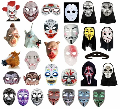 £3.95 • Buy SCARY HALLOWEEN MASKS Clown Evil Horror Spooky Fancy Dress Accessory Festive Lot