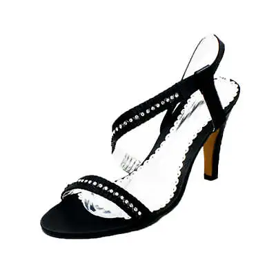 Womens Ladies Party Shoes Wedding Prom Pumps Satin Diamante Heels • $26.48