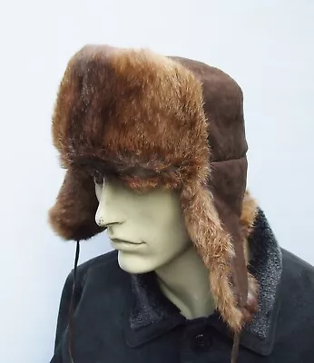 Vintage Real RABBIT  Trapper Ushanka  FUR Hat Size M / L 57 / 58cm • £24.95