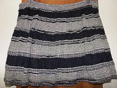 MAX EDITION Black/White Tiered Ruffle Lace Overlay Mini Skirt - Size L (Junior?) • $14.99