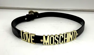Moschino Love Heart Logo Women's Leather Belt Gold Black Genuine Check Size • $97.50
