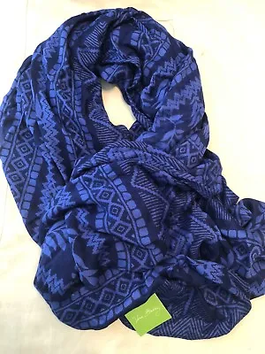 NWT Vera Bradley Oversized Scarf Sarong Wrap Shawl Swim Cover In Aztec Cobalt • $29.95