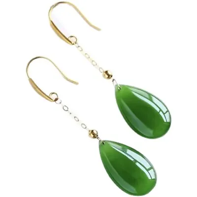 Jade Water Drop Earrings Luxury Jewelry Women Natural Vintage 925 Silver Green • $10
