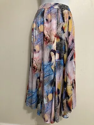 NWT Anthropologie 2 A-Line Midi Skirt Vibrant Abstract Size 2 Watercolor Art NWT • $14