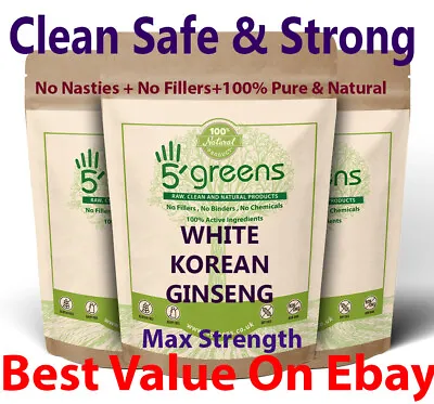 White Korean Ginseng 10000mg Vegan Capsules 20:1 Extract Very Strong  • £6.99