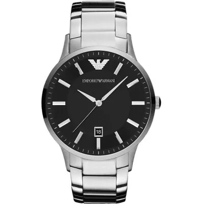 Emporio Armani AR2457 Men's Classic 43mm Stainless Steel Watch WIth Black Dial • £69.99