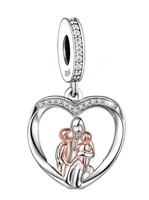 Mum & Children Hug Heart Charm Mummy 💜 925 Sterling Silver Gift • £17.99