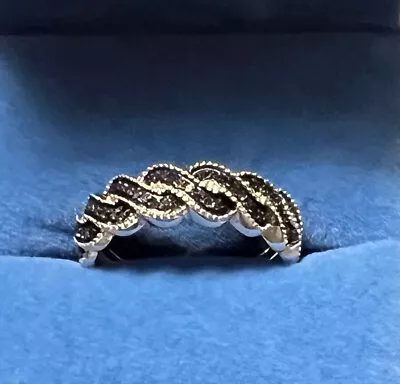 Blue Diamond Braided Band 925 Sterling Silver Micro Pave • $44