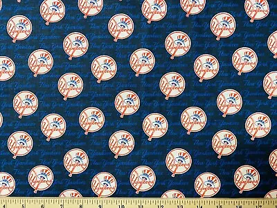 MLB NEW YORK NY YANKEES Baseball MINI Print 14 Inches (14”x 44”) Cotton Fabric • $7.95