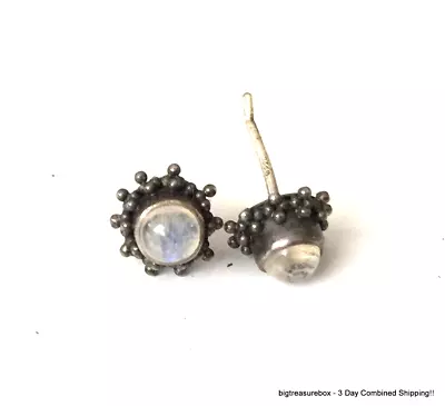 Vintage Earrings MARKED 925 STERLING SILVER Pierced Stud Moonstone Jewelry Lot Y • $0.99