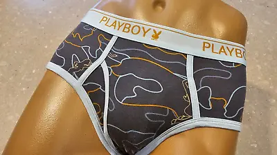 Playboy Mens Retro Stretch Cotton Fly Front Underpants Briefs Nwot M • $16.15