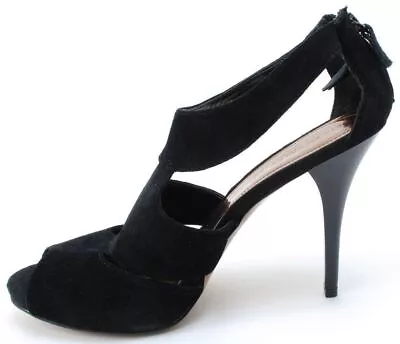 ELLEN TRACY Peep Toe Heels Shoes 7.5 NIB Black Suede  • $39