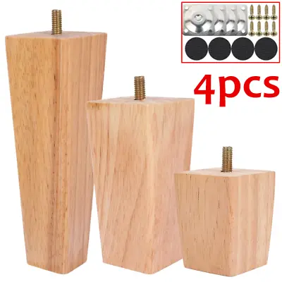 $23.68 • Buy 4x Solid Wood Furniture Legs Sofa Bed Cabinet Table Chair Replacement Feet