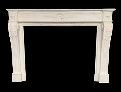 Original Antique Louis XVI Statuary Carved French Marble Fire Surround Fireplace • £7500