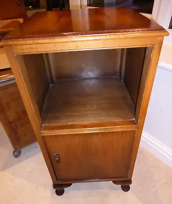 Vintage Oak? Veneer Bedside Cabinet Art Deco 1930s 40s Cabriole Legs • £110