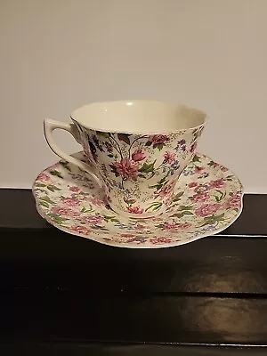 Vintage ROSINA Chintz Floral England Fine Bone China Flower Tea Cup And Saucer • $24.99