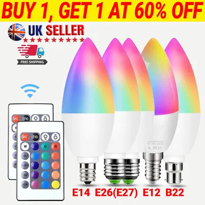 Smart LED Light Bulb E14 E27 B22 Candle RGB With Remote Control UK ✅ • £7.62