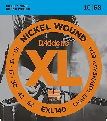 D'Addario EXL140 Nickel Wound Light Top/Heavy Bottom 10-52 Guitar Strings • $7.89