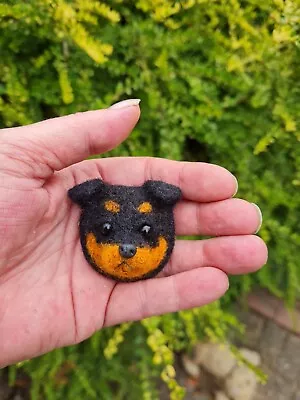 Ooak Needle Felted Rottweiler Dog Brooch/pin/jewellery/gift • £12.99