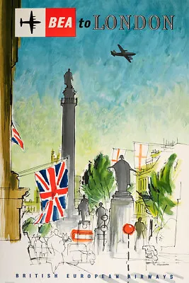 Bea British European To London Vintage Style Wall Art Home - POSTER 20 X30  • $23.99