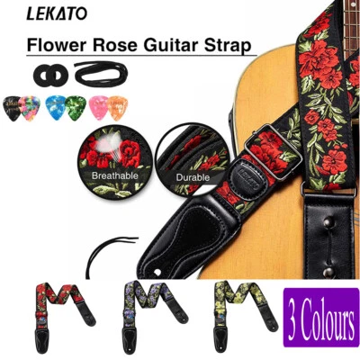 $16.99 • Buy Vintage Flowers Guitar Strap Replacement Adjustable Belt Acoustic Electric Bass
