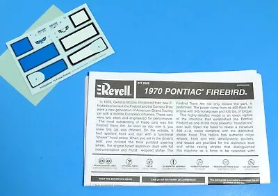 Revell 1970 Pontiac Firebird Ram Air Decals And Instructions 1/24 Scale • $6.99